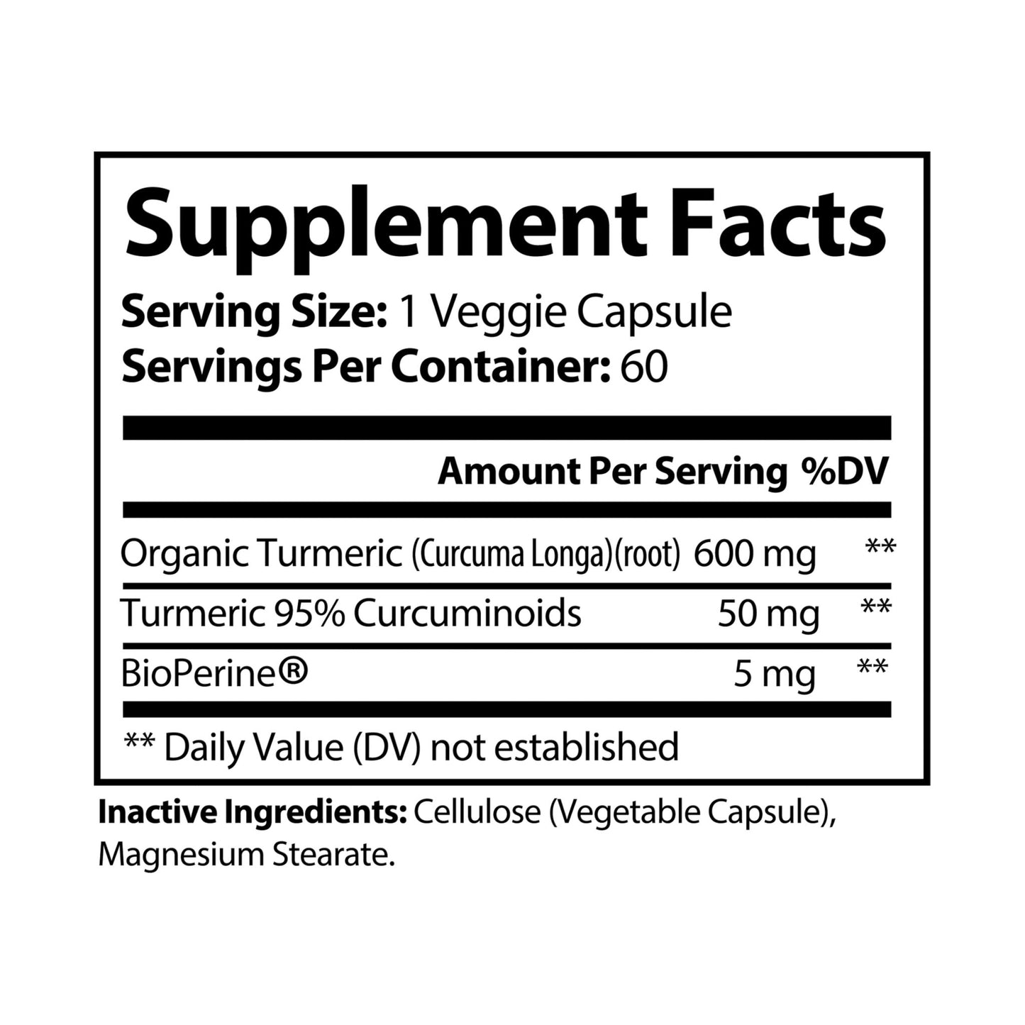 First1 Turmeric with BioPerine® (Black Pepper Fruit Extract) Supplement (60 Capsules)