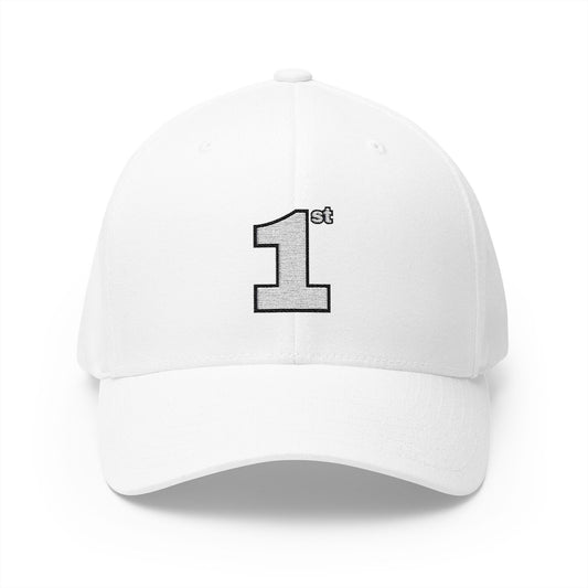 1st Embroidery Closed-Back Cap (White on ASSORTED COLORS)