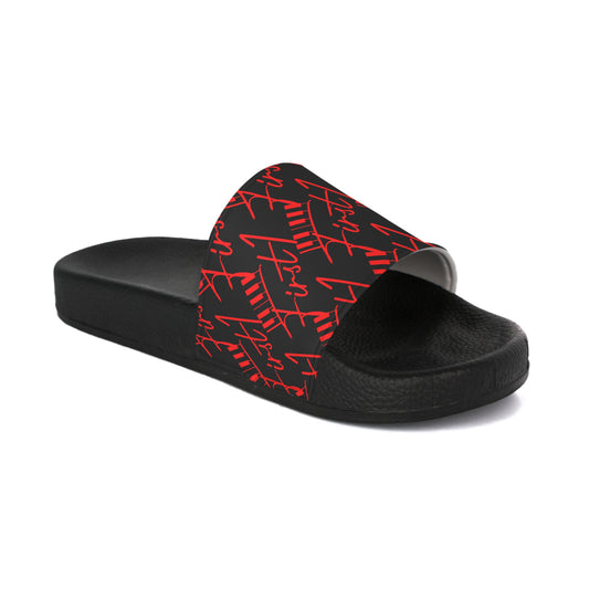First1 Women's Slides (RED on BLACK)
