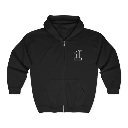 1st Embroidered Full Zip Hoodie (black on Assorted Colors)