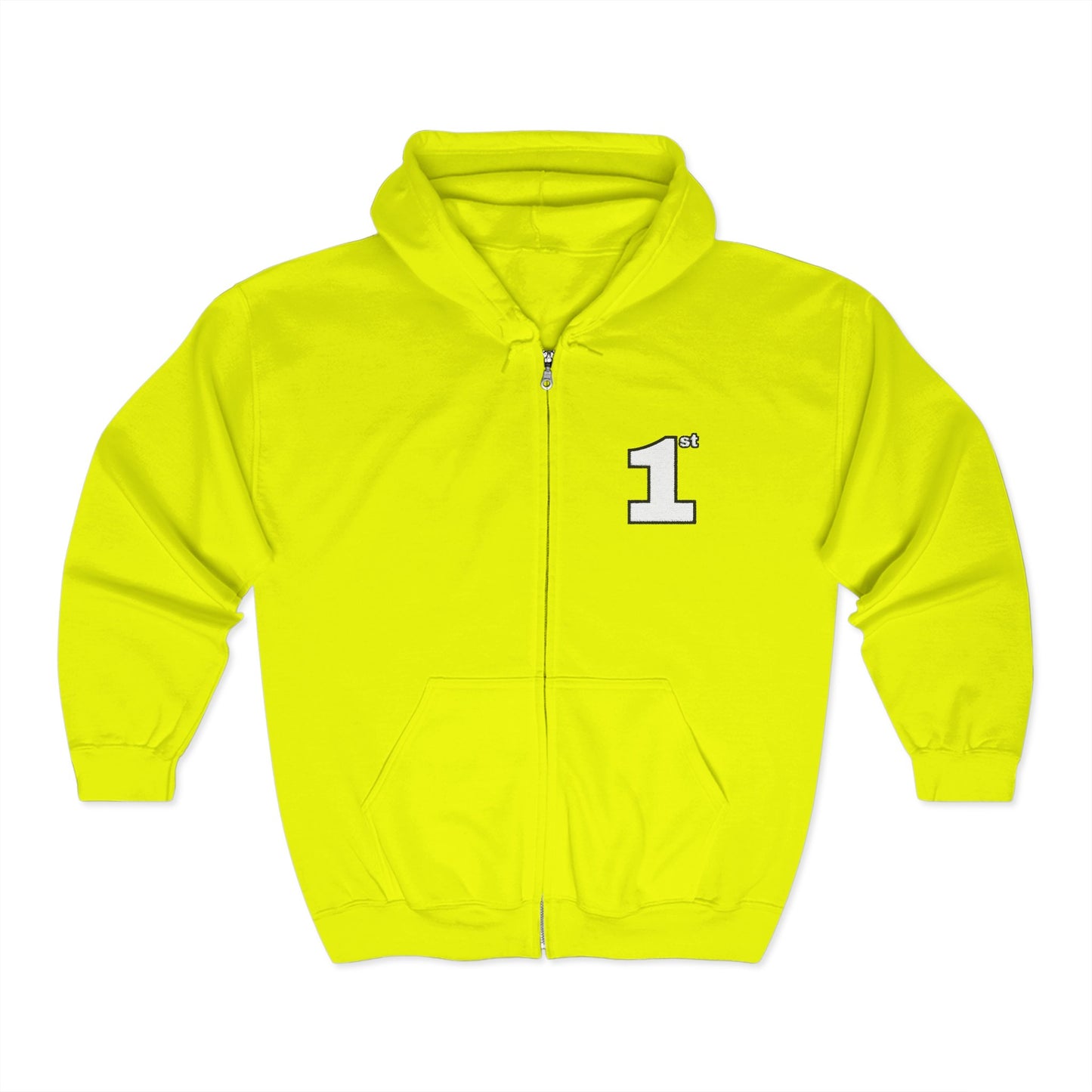 1st Embroidered Full Zip Hoodie (white on Assorted Colors)