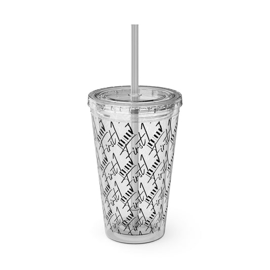 First1 Sunsplash 16oz Tumbler with Straw - Stylish & Reusable Drink Cup