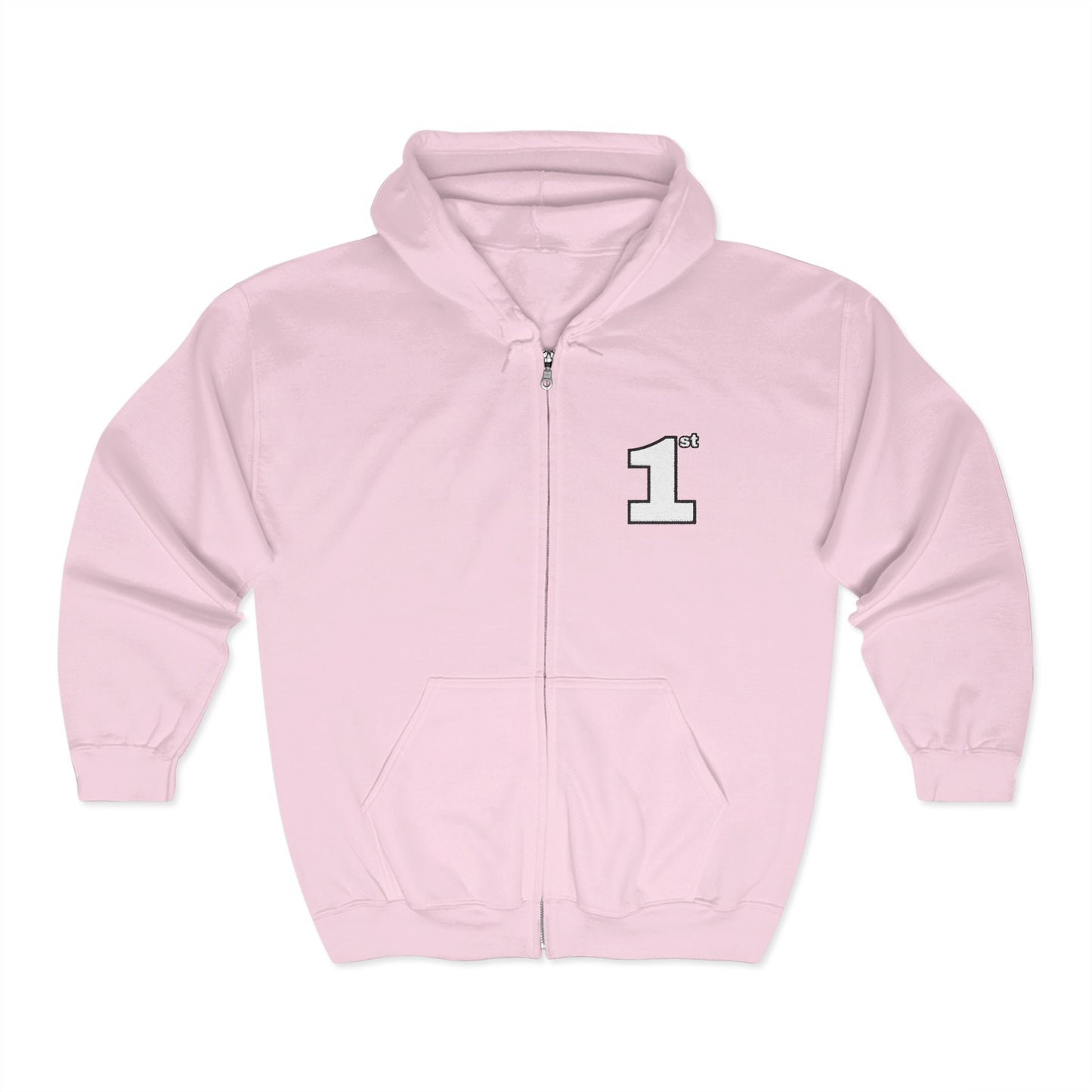 1st Embroidered Full Zip Hoodie (white on Assorted Colors)