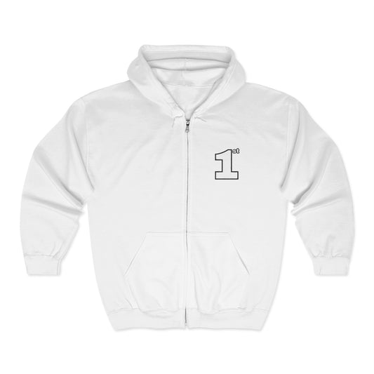 1st Embroidered Full Zip Hoodie (white on Assorted Colors)