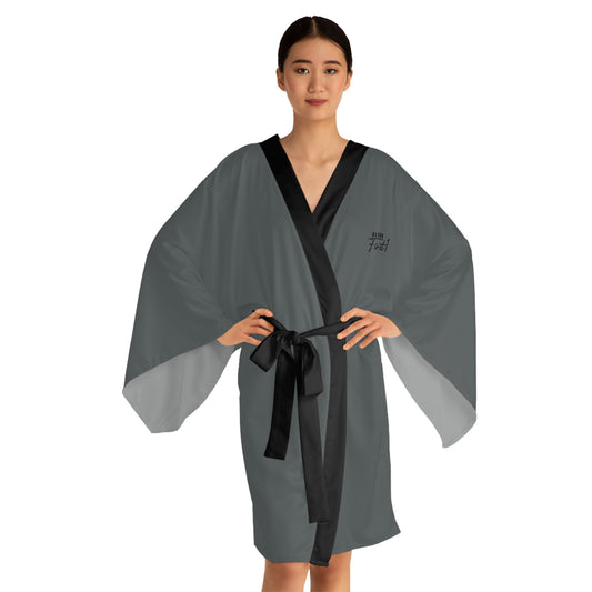"All We Need Is Trust" Long Sleeve Kimono Robe (GREY)