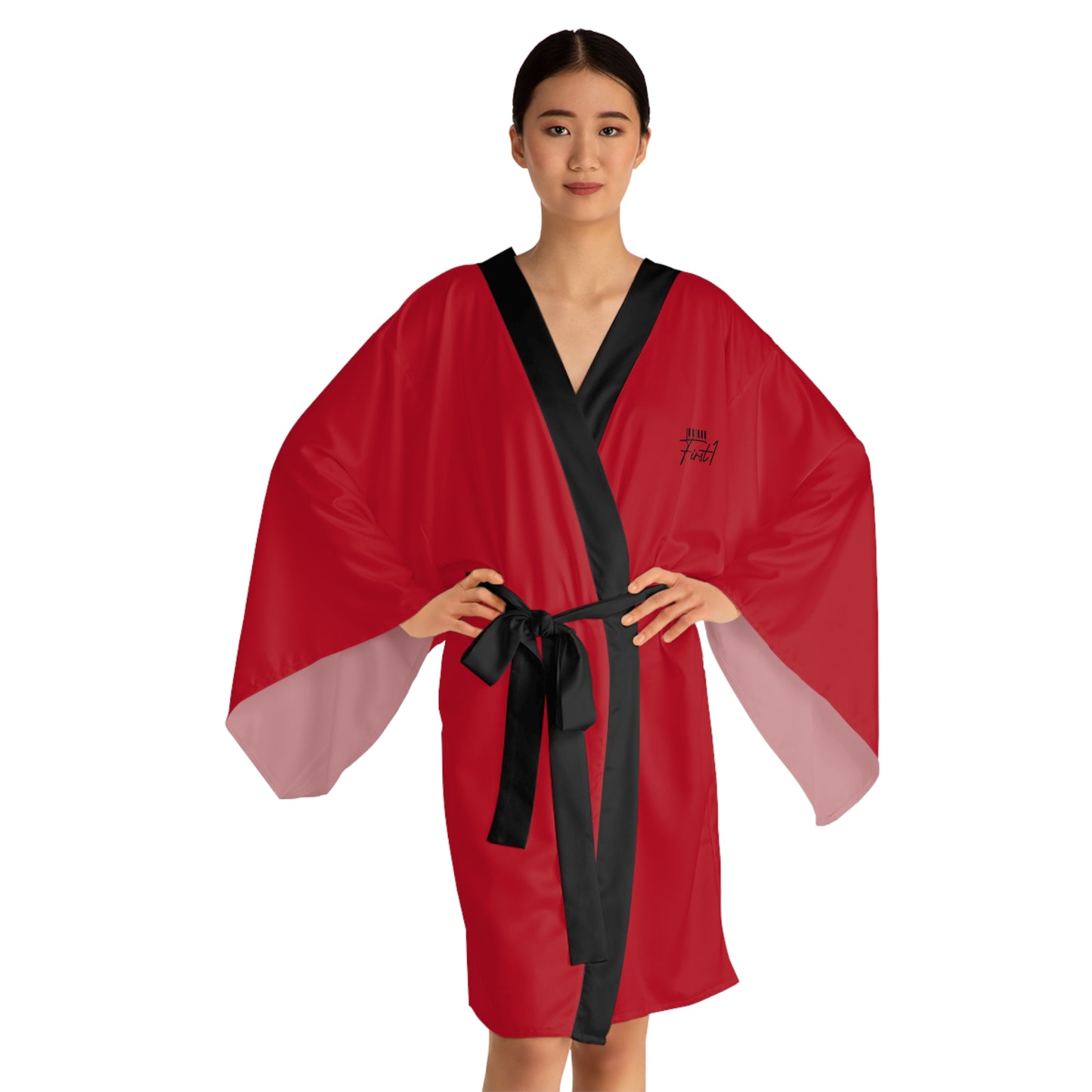 "All We Need Is Trust" Long Sleeve Kimono Robe (RED)