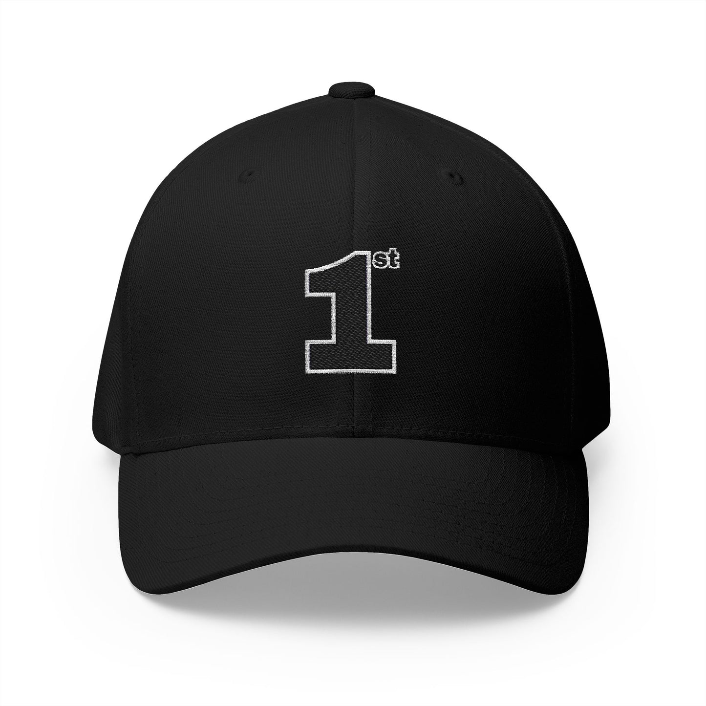 1st Embroidery Closed-Back Cap (black on ASSORTED COLORS)