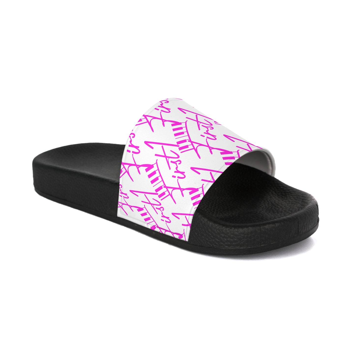 First1 Women's Slides (Hot Pink On White)
