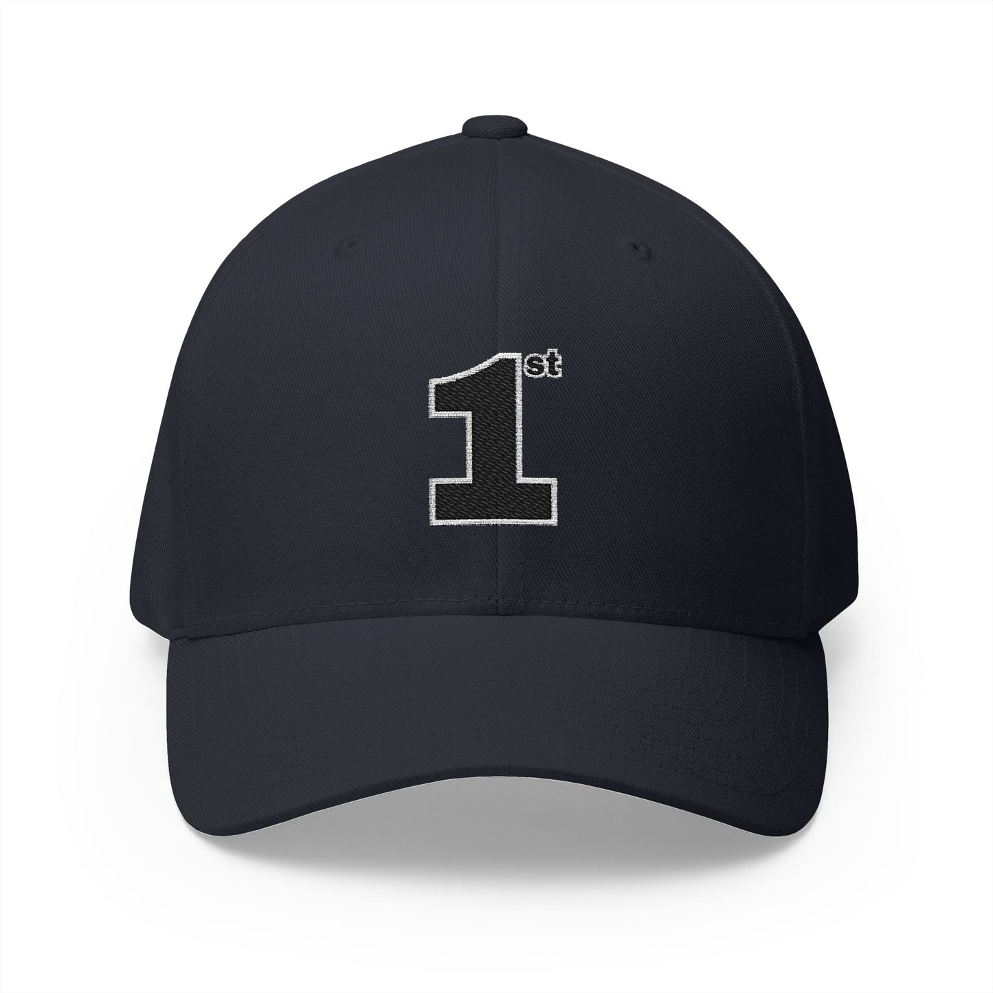 1st Embroidery Closed-Back Cap (black on ASSORTED COLORS)