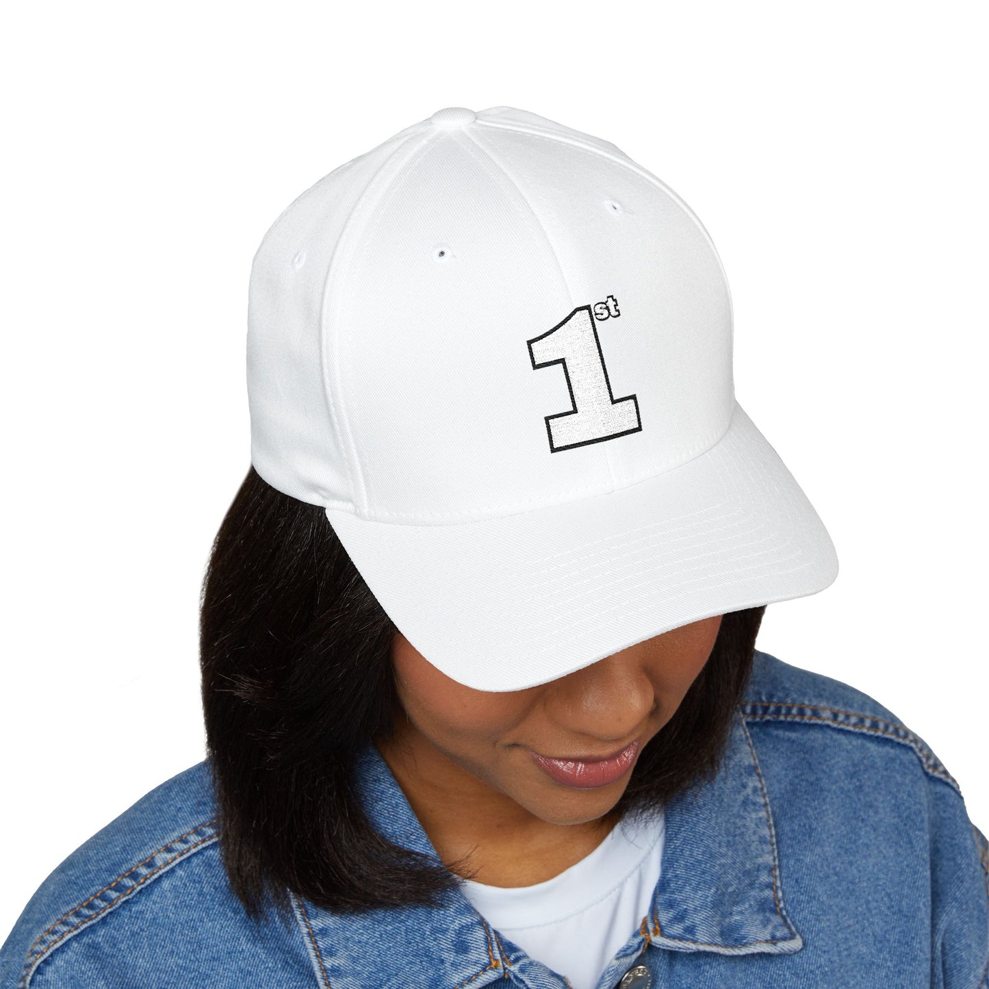 1st Embroidery Closed-Back Cap (White on ASSORTED COLORS)