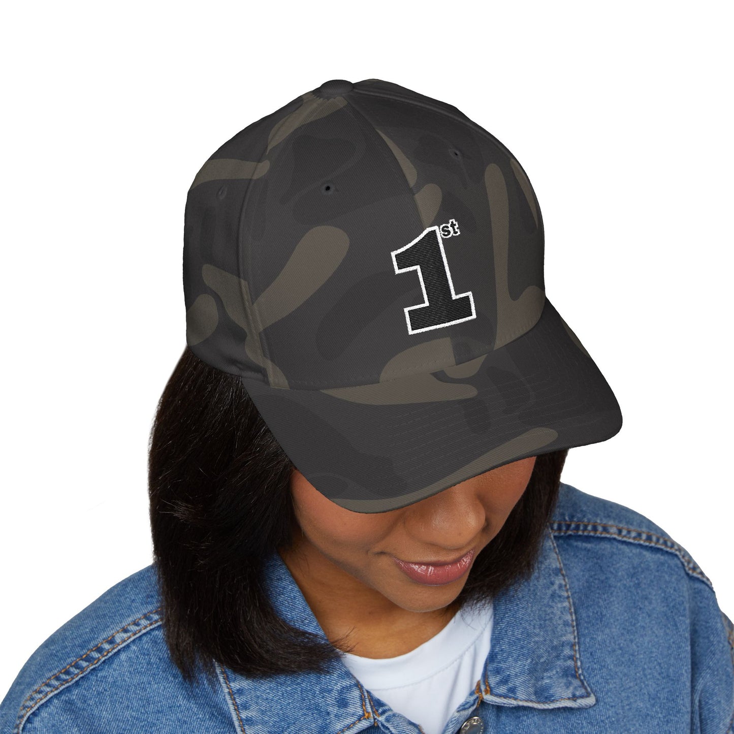 1st Embroidery Closed-Back Cap (black on ASSORTED COLORS)